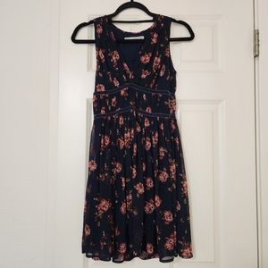 Abercrombie & Fitch Navy Blue Floral Sleeveless Dress, XS